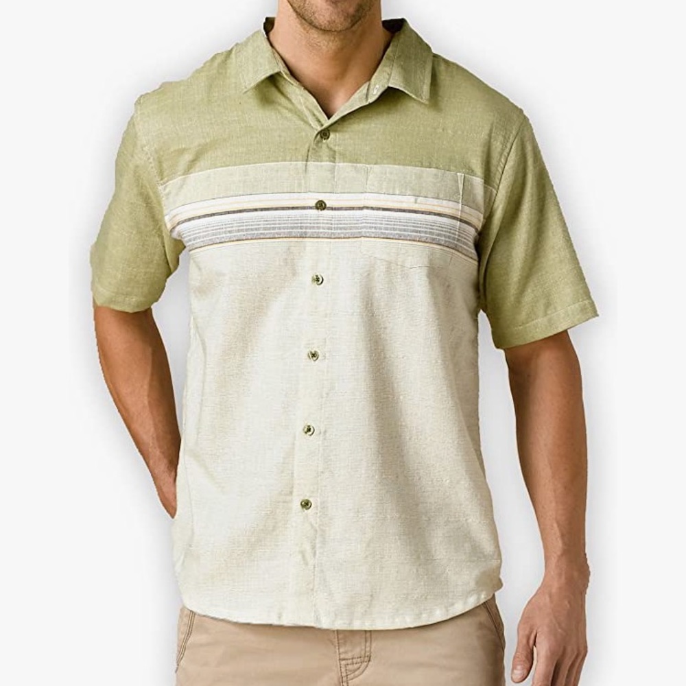 prAna Camino mens Button Down Shirt green